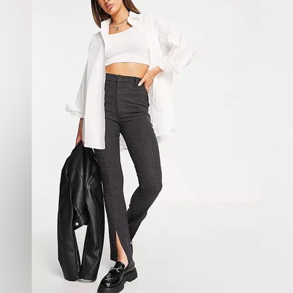 Abercrombie & Fitch split front check pant in multi